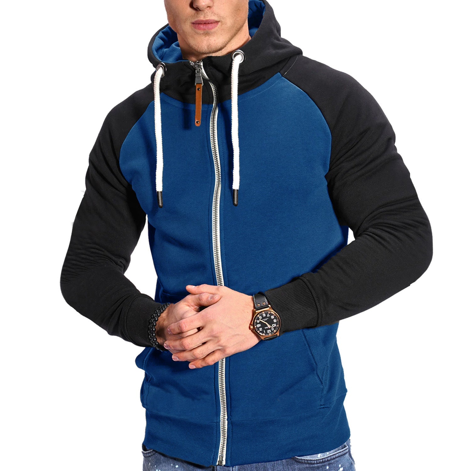 Herren raffinierter Kapuzenpullover mit hochwertigem Reißverschluss Krohn-e
