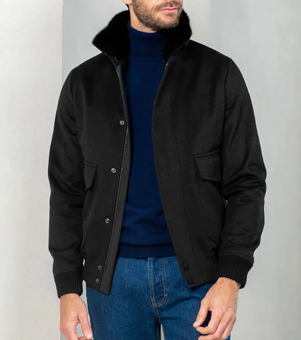 Herren stilvolle Übergangsjacke mit weichem Kragen und praktischen Eingrifftaschen Krohn-e