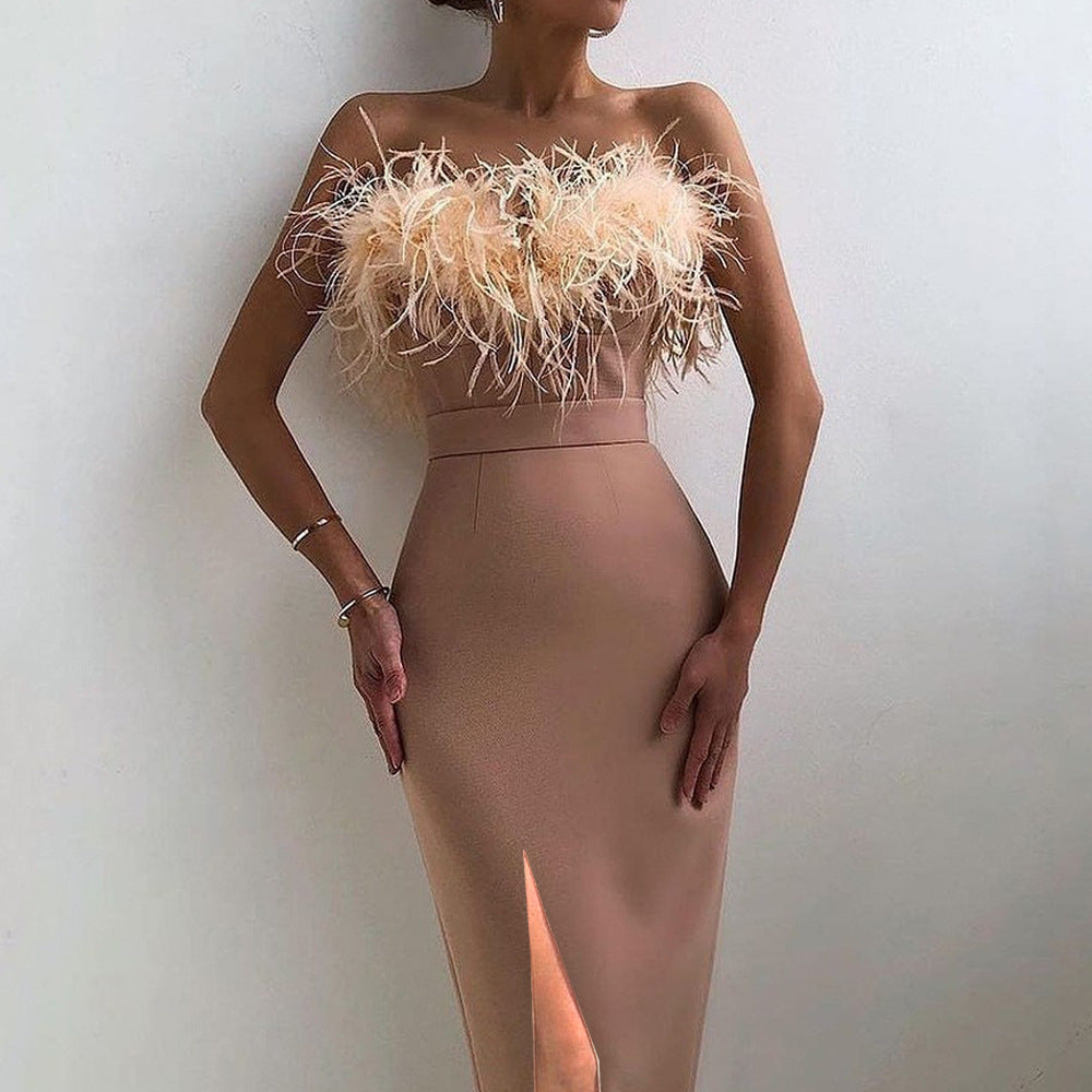Elegantes, figurbetontes Langarmkleid von Fudus