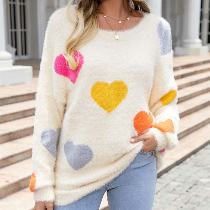 Krohn-e | Strickpullover Mit Süßem Herzmuster