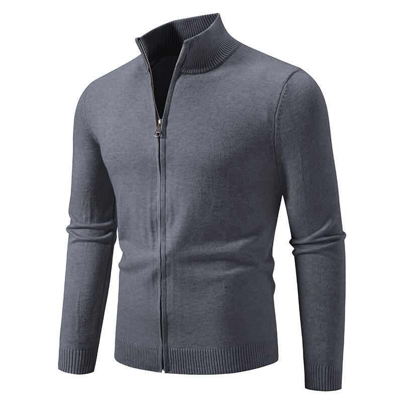 Herren Strickjacke mit modernem Stehkragen und funktionalem Reißverschluss Krohn-e