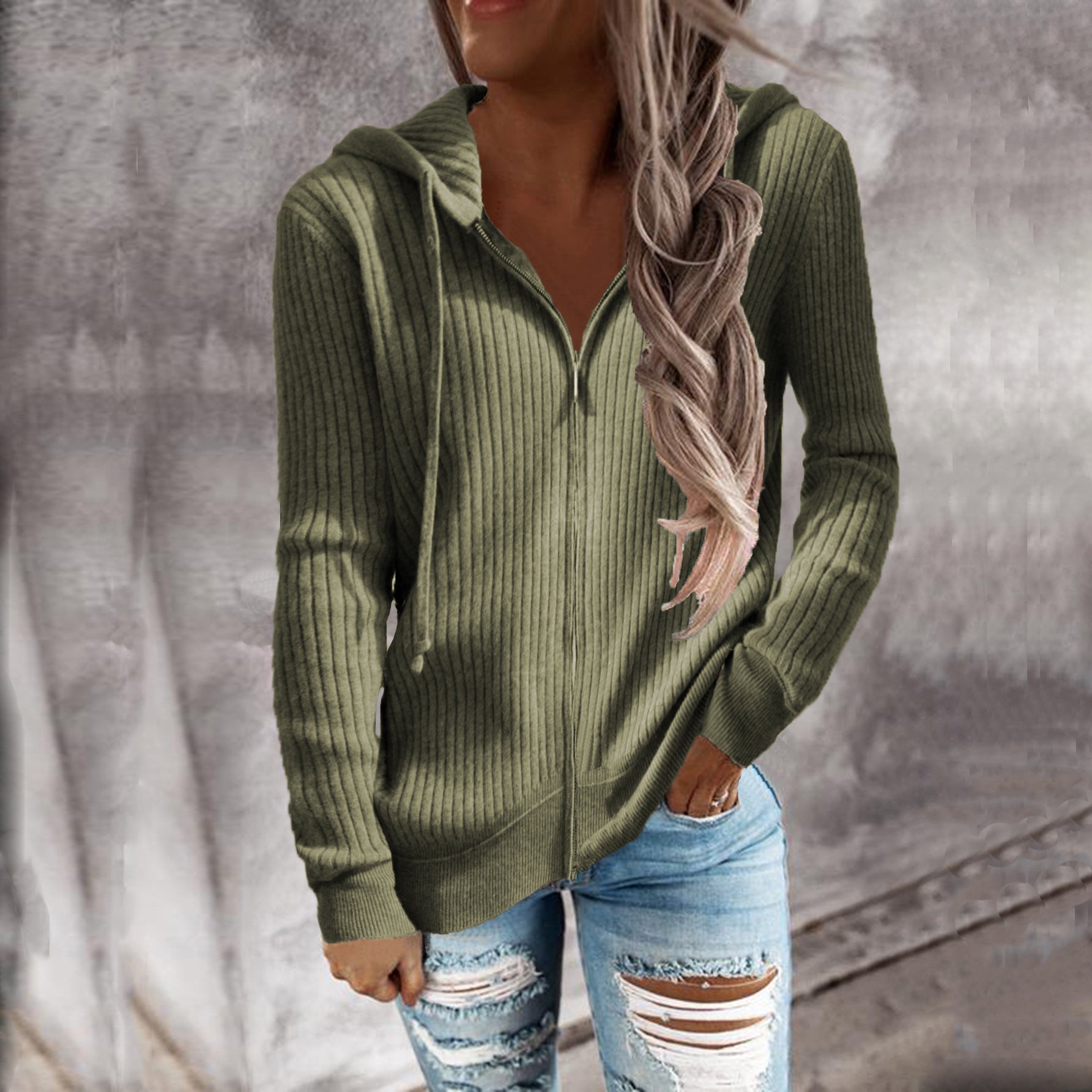 Damen Kapuzenjacke aus strukturiertem Material mit praktischen Taschen Krohn-e