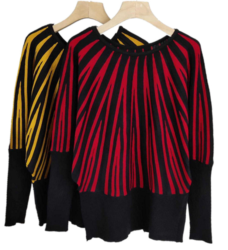 Damen weicher Pullover mit modernem Streifenmuster und weitem Schnitt Krohn-e