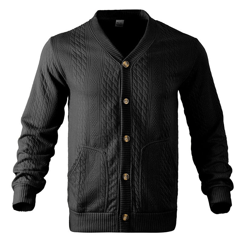 Herren Strickjacke mit hochwertigem Strukturmuster und modernen Knöpfen Krohn-e