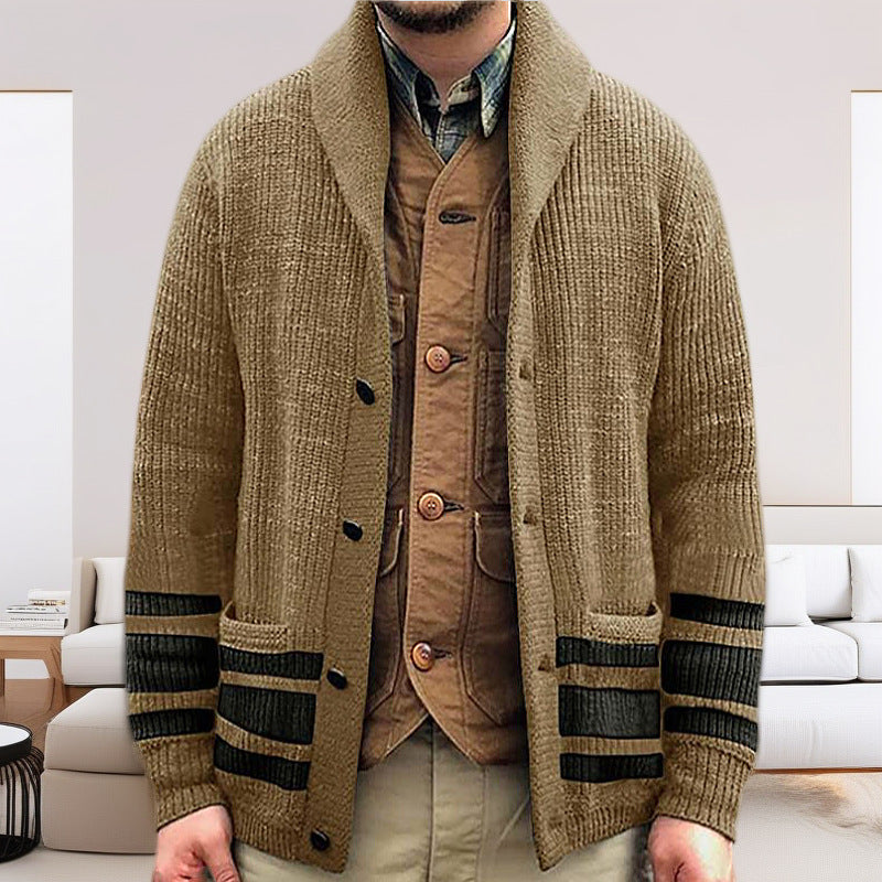 Herren Strickjacke mit modernem Waffelmuster und praktischen Taschen Krohn-e