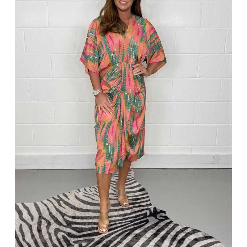 Fudus | Edles V-Ausschnitt-Hemdkleid mit hoher Taille