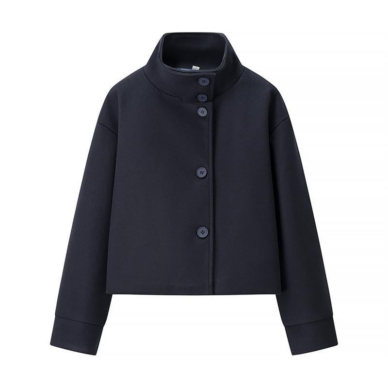 Damen modische Cropped-Jacke mit hohem Kragen und praktischen Knöpfen Krohn-e