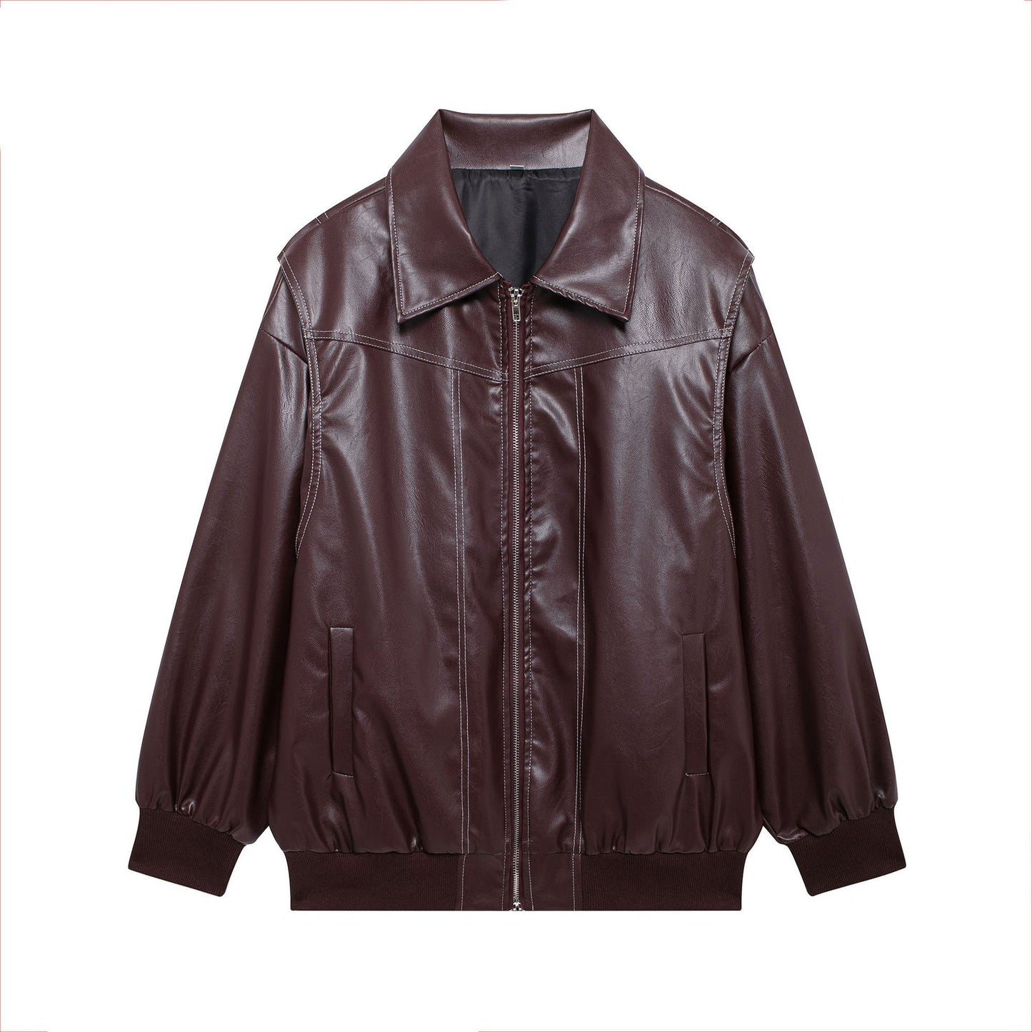 Damen Kunstlederjacke mit lässigem Schnitt und elastischem Saum Krohn-e