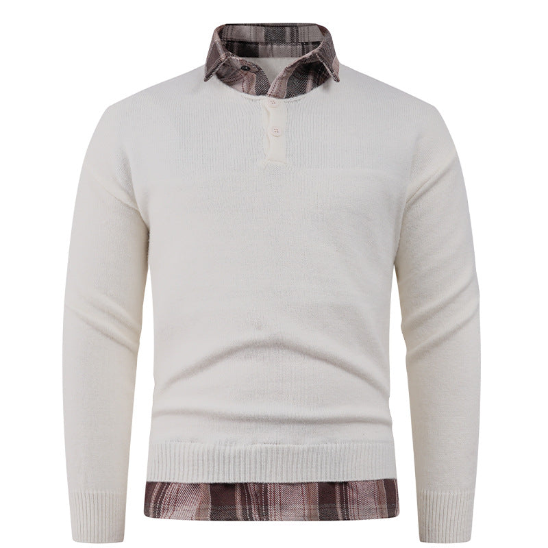 Herren Pullover mit integriertem Hemdkragen und Knopfdetails Krohn-e