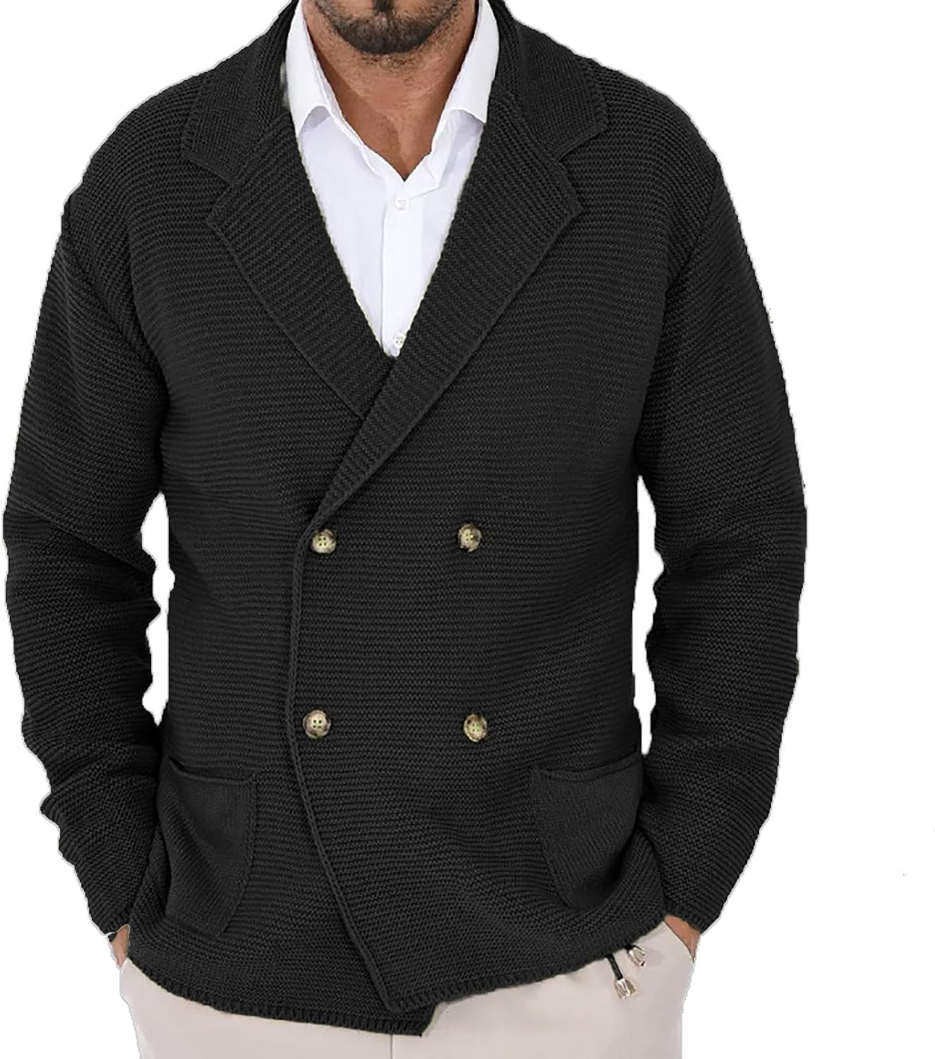 Herren Strickjacke mit modischem Schalkragen und dekorativen Knöpfen Krohn-e