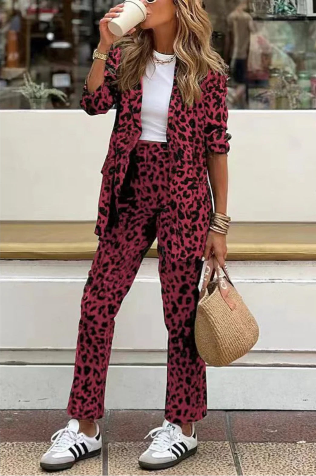 Damen Elegantes Leopardenmuster-Anzugset Krohn-e