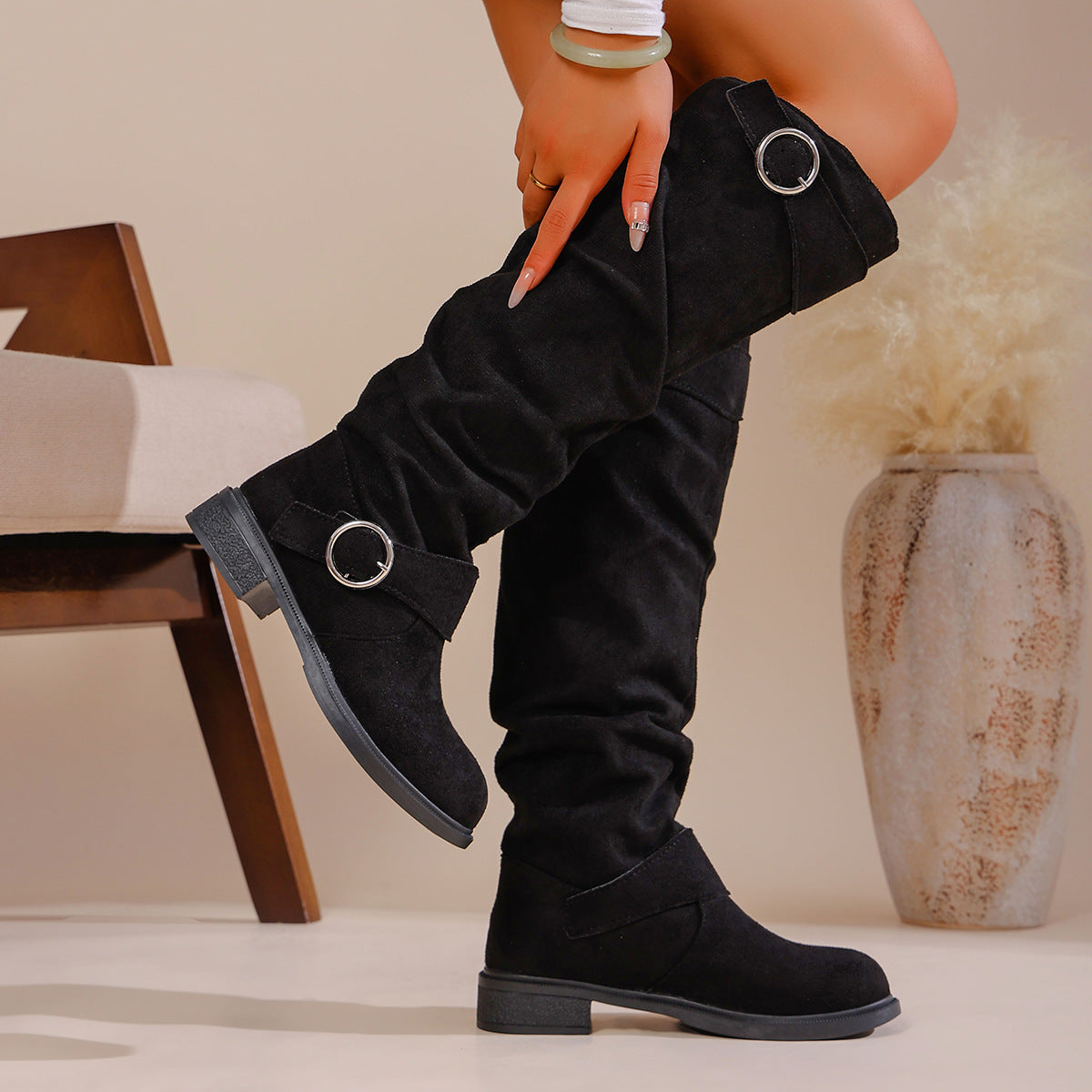 Damen Modische Overknee-Stiefel aus weichem, elastischem Material Krohn-e