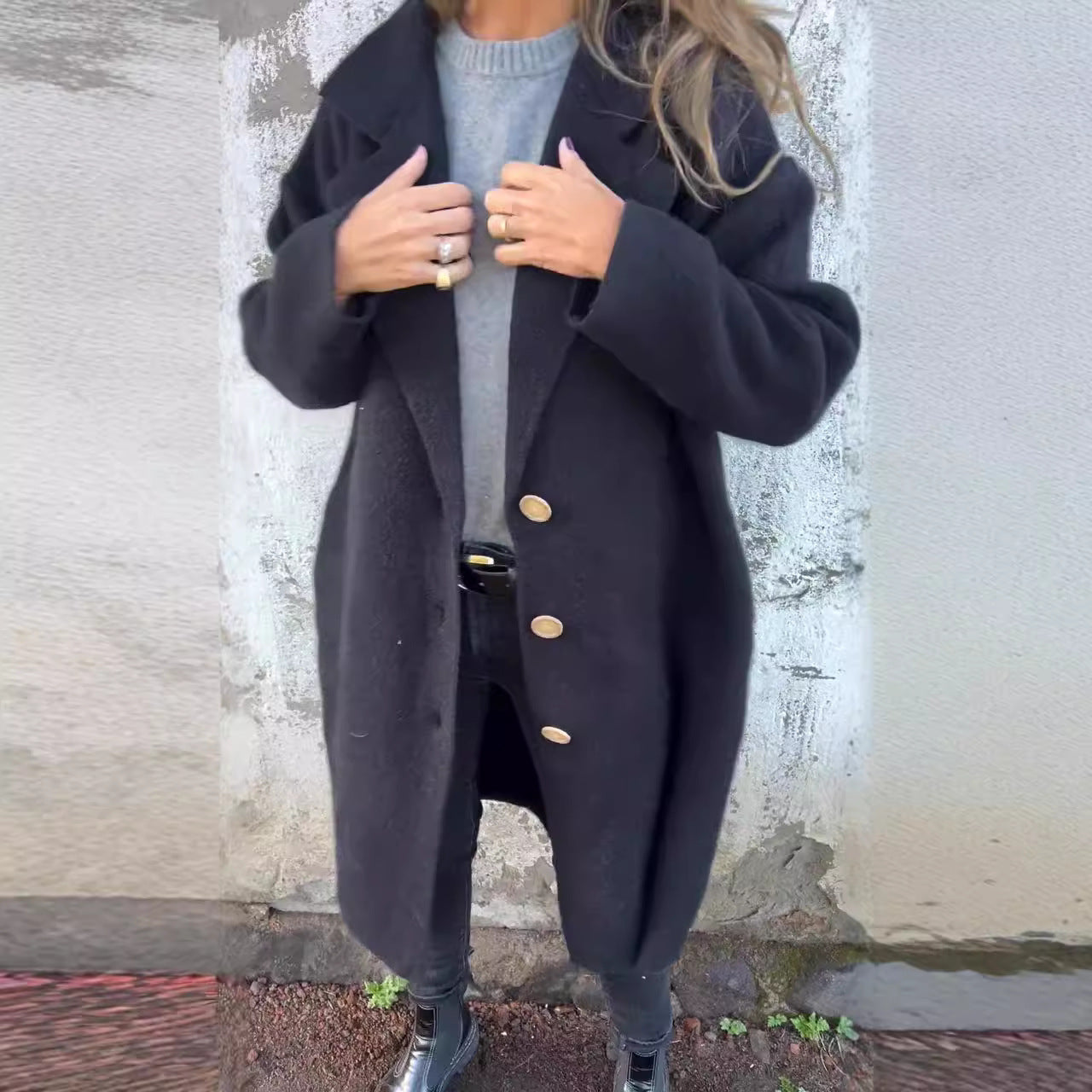 Damen Oversized Wollmantel mit eleganten Details Krohn-e