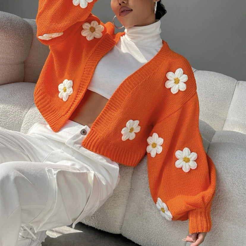 Damen Strickjacke mit floralen Applikationen und lockerer Passform Krohn-e
