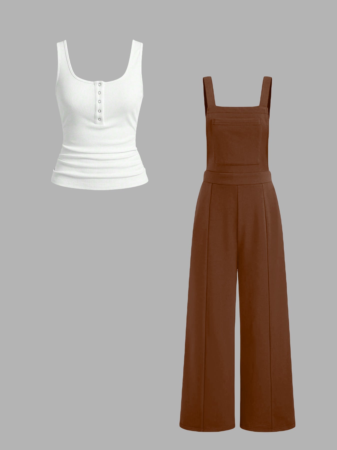 Damen lässiger Tank-Top und weit geschnittenen Latzhose Set Krohn-e