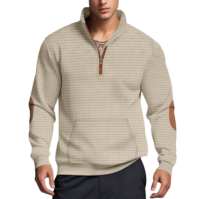 Herren strukturierter Fleece-Pullover mit modischem Stehkragen Krohn-e