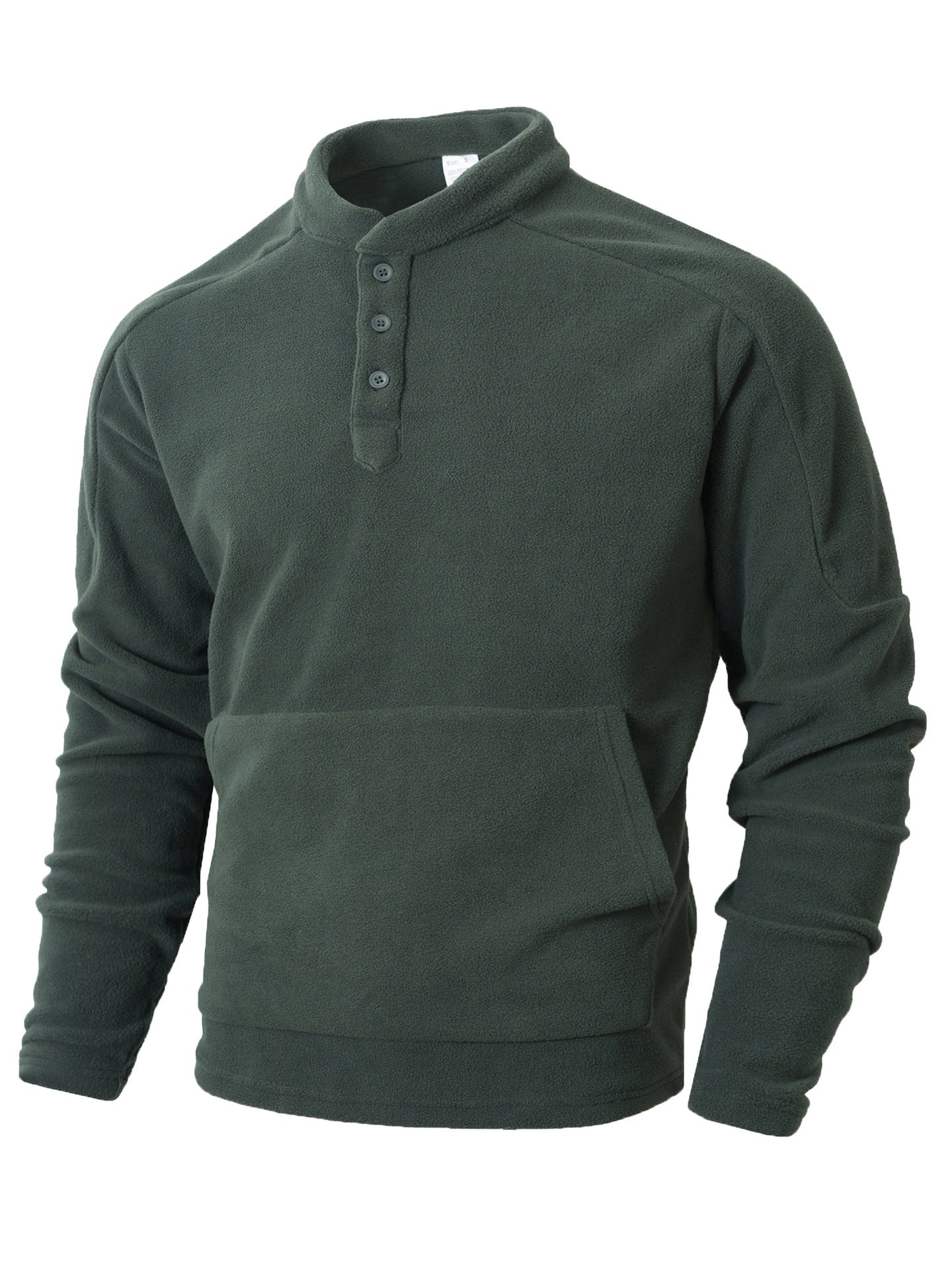 Herren Fleece-Pullover mit modischem Stehkragen und praktischen Knopfdetails Krohn-e