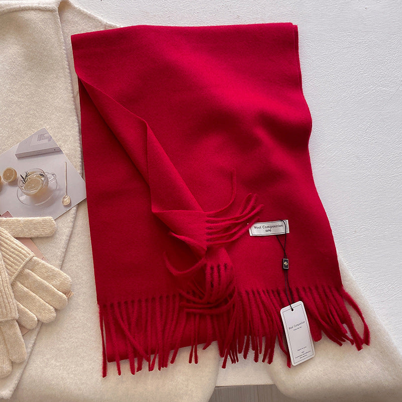 KROHN-E Damen Schal Quasten Weich Vielseitig Uni Elegant
