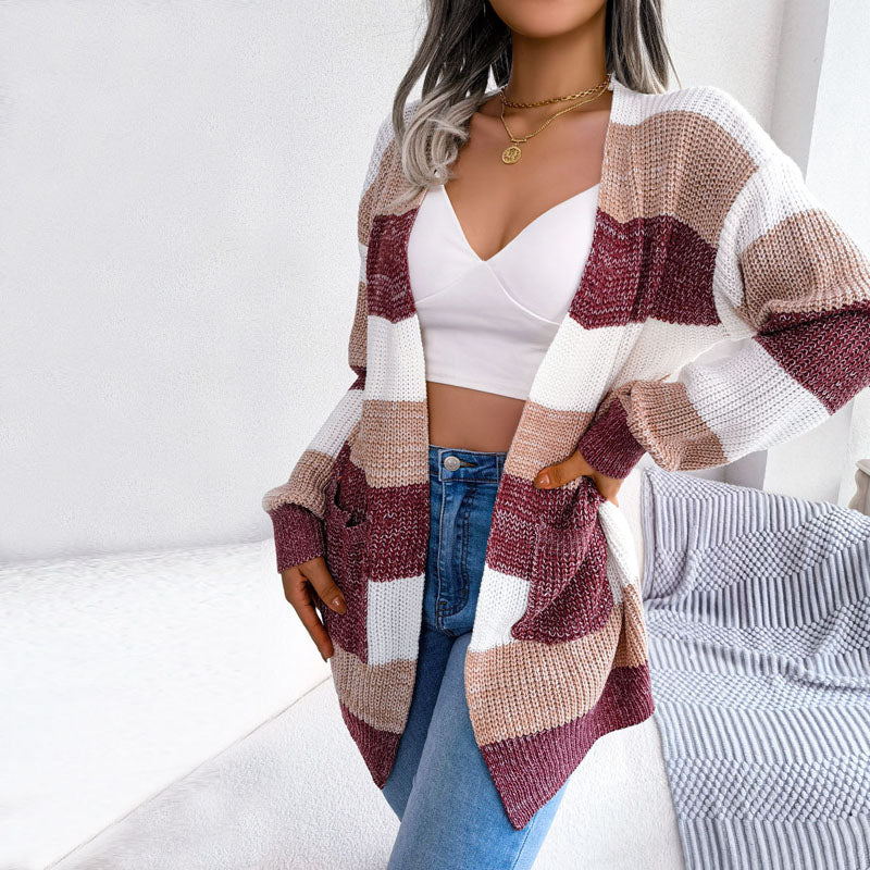Krohn-e | Gestreifte Strickjacke Im Lässigen Stil