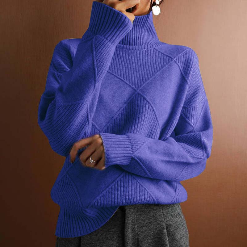 Krohn-e | Sweater - Damen Winter Hoher Hals Strickpullover