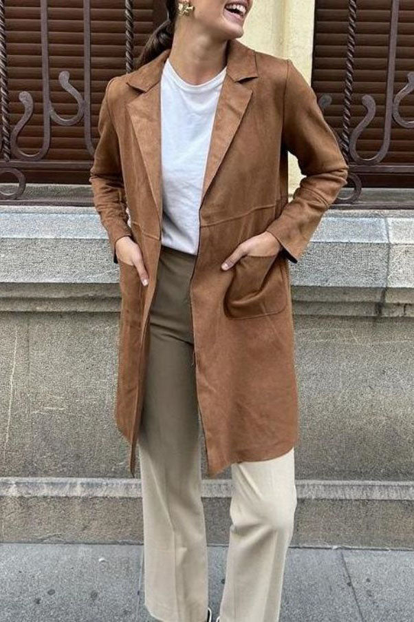 Krohn-e | Langer Wildleder Trenchcoat