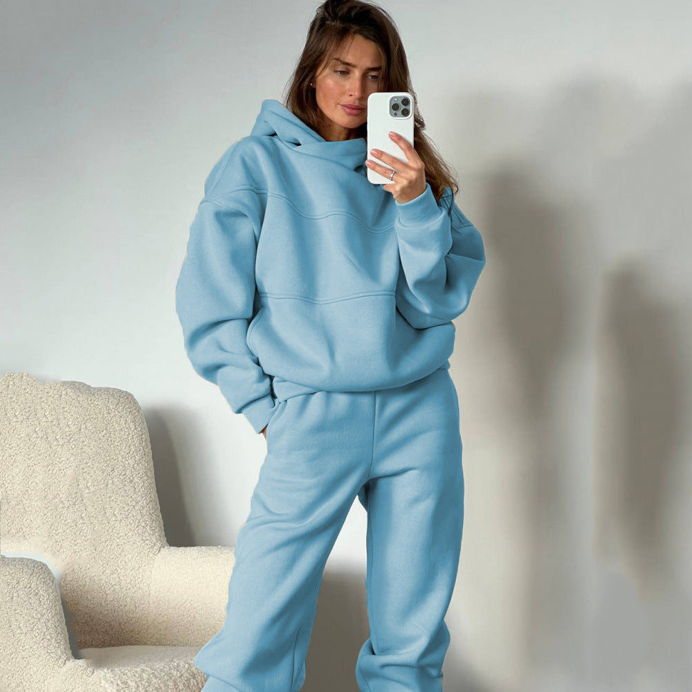 Damen lässiges Hooded Sweatset mit Ziernähten Krohn-e