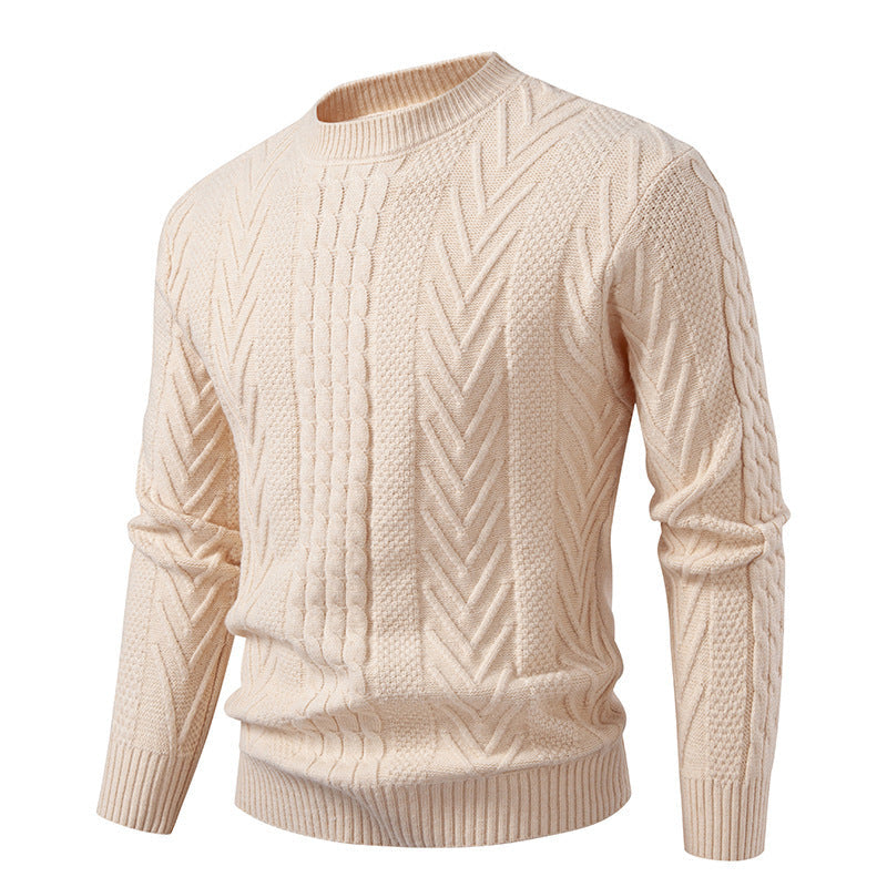 Herren Grobstrickpullover mit Zopfmuster und Rundhalsausschnitt Krohn-e