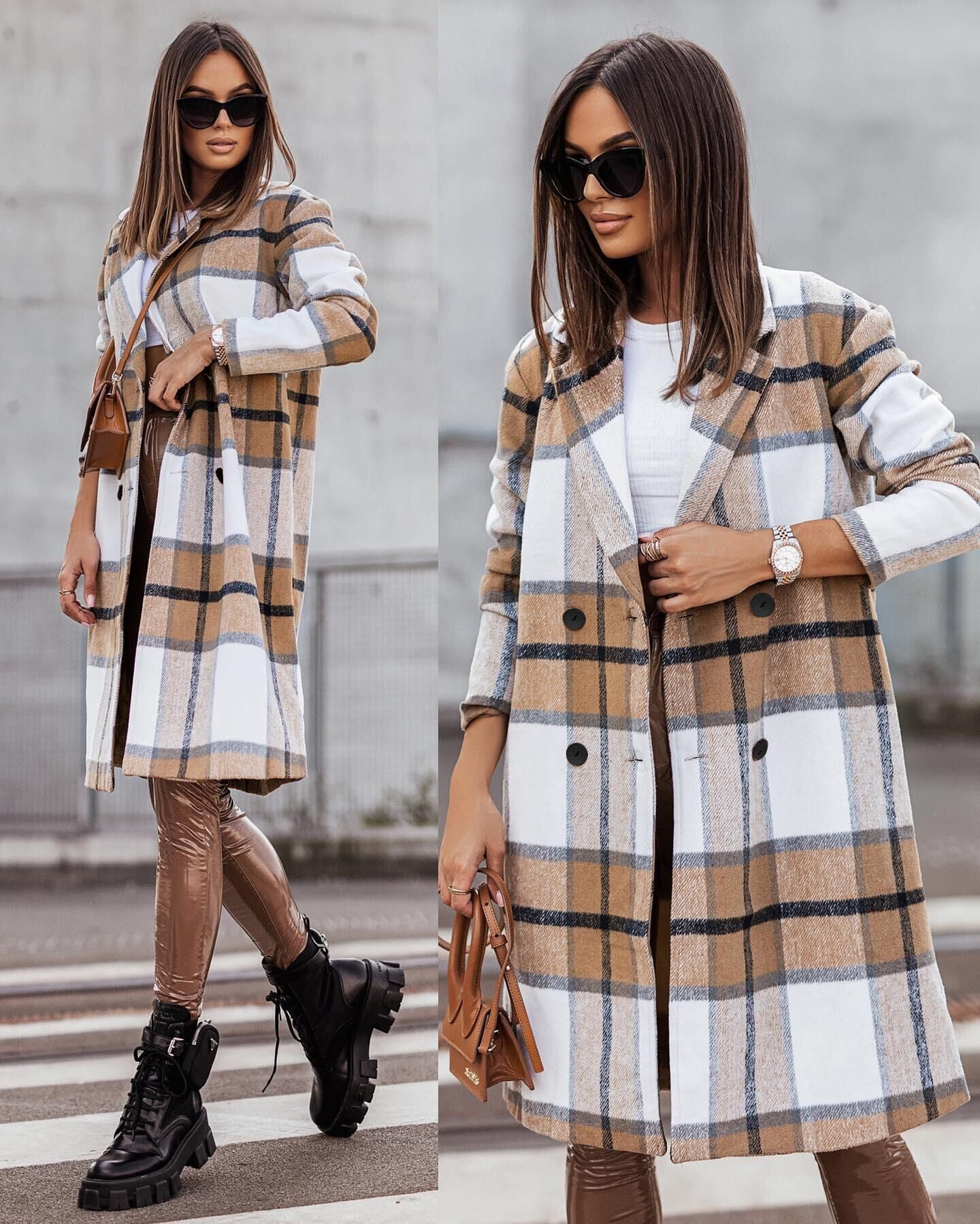 Damen Karierter Oversized-Wintermantel Krohn-e