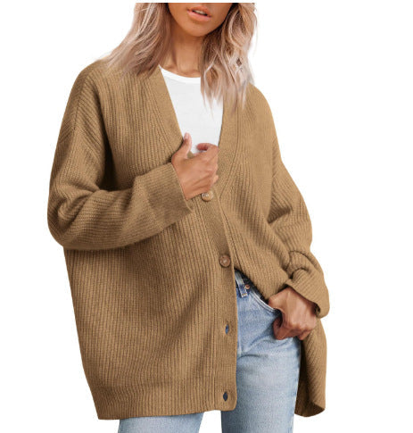 Krohn-e | Cardigan - Damen Herbst gestreifter Knopf-gefüllter Strick-Cardigan