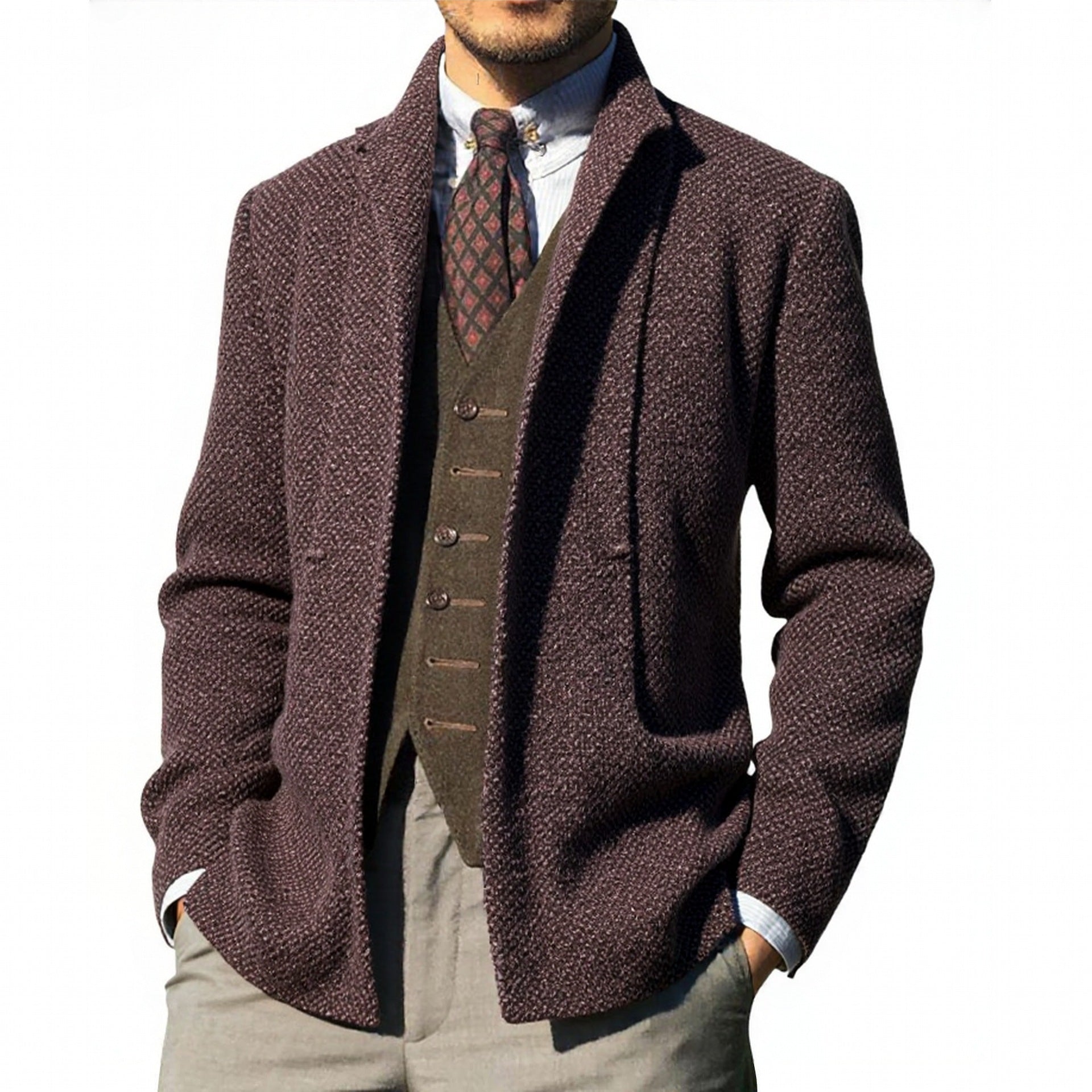 Herren elegante Strickjacke mit modernem Schnitt und praktischen Taschen Krohn-e