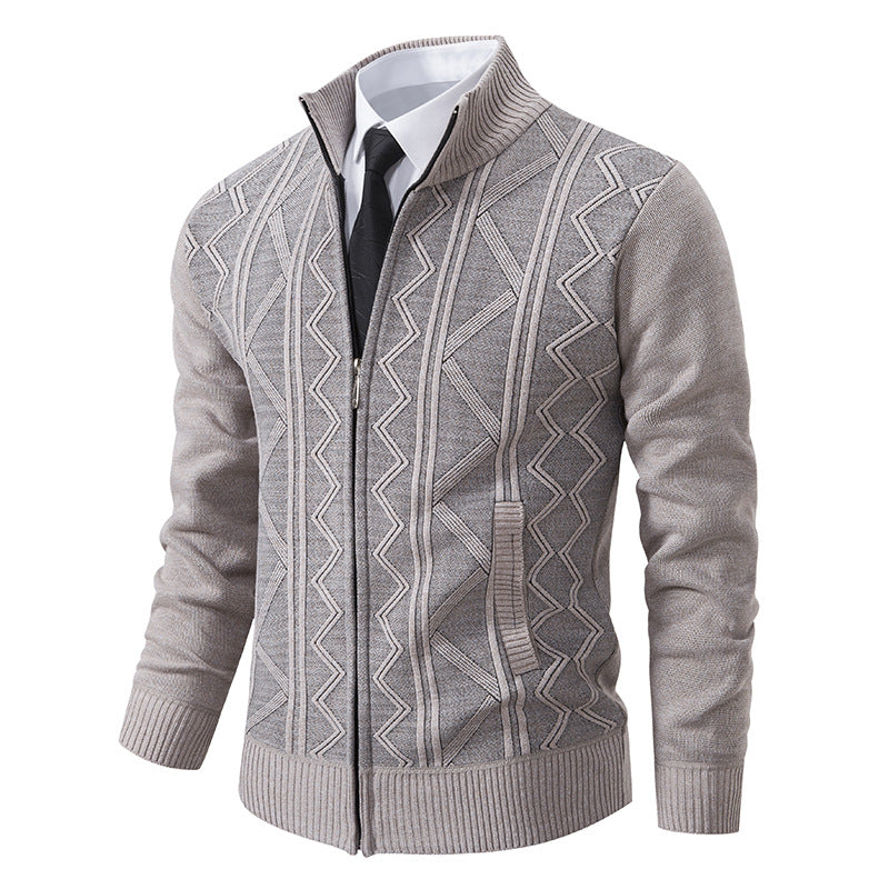Herren Strickjacke mit hohem Kragen und Zipper Krohn-e