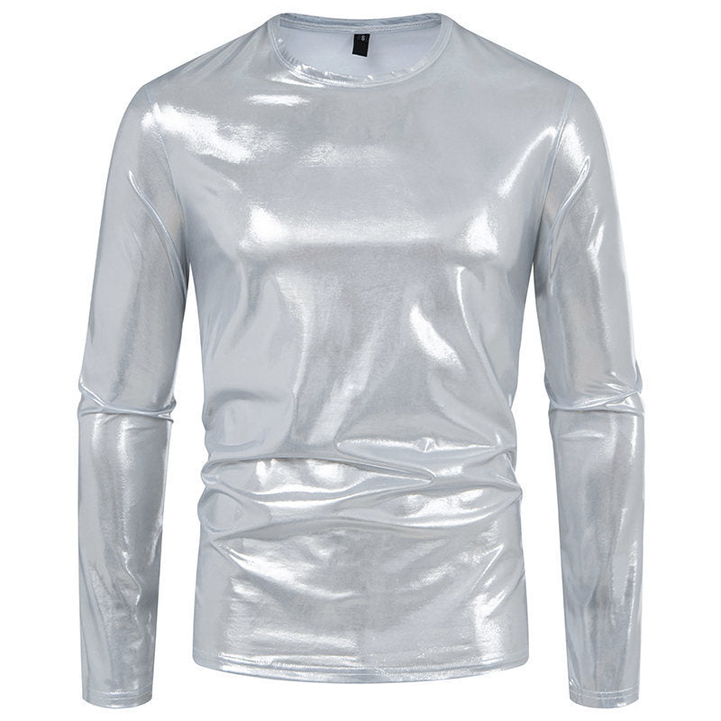 Herren langärmliges Shirt aus glänzendem Stretch-Stoff Krohn-e