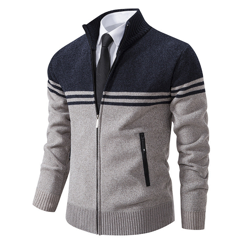 Herren sportliche und modische Strickjacke mit Reißverschluss und kontrastierenden Streifen Krohn-e