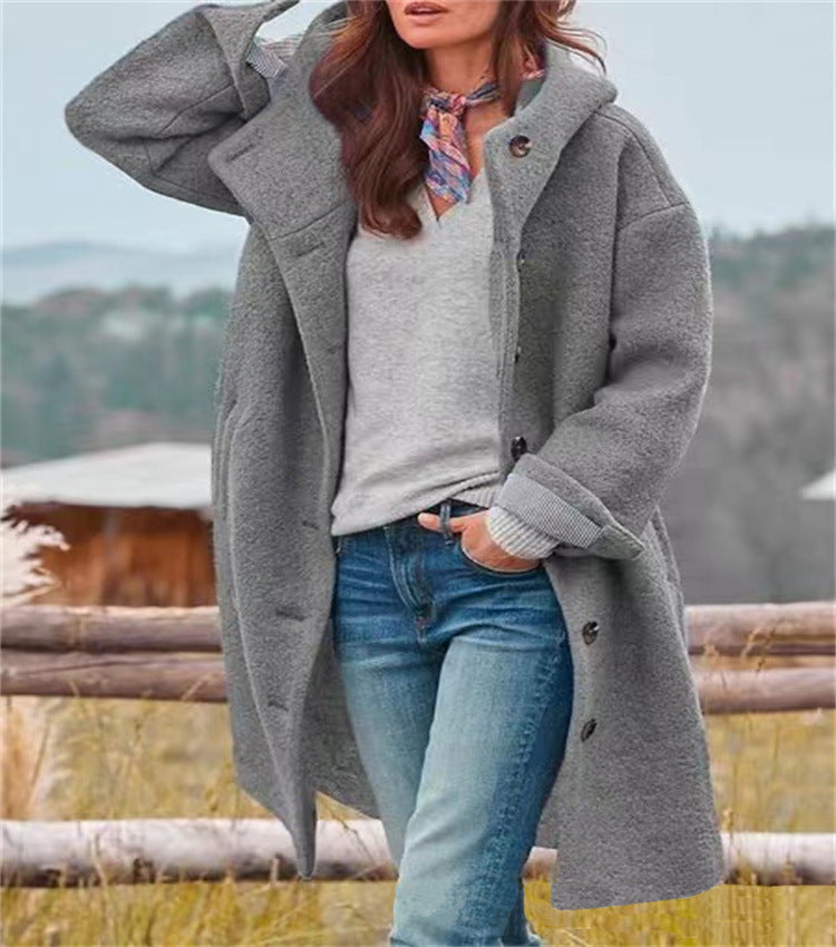 Damen Oversized Wollmantel mit praktischem Knopfverschluss Krohn-e