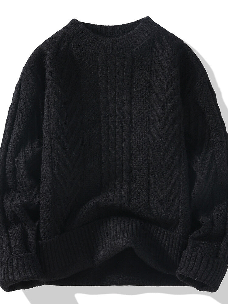 Herren Grobstrickpullover mit Zopfmuster und lässigem Schnitt Krohn-e