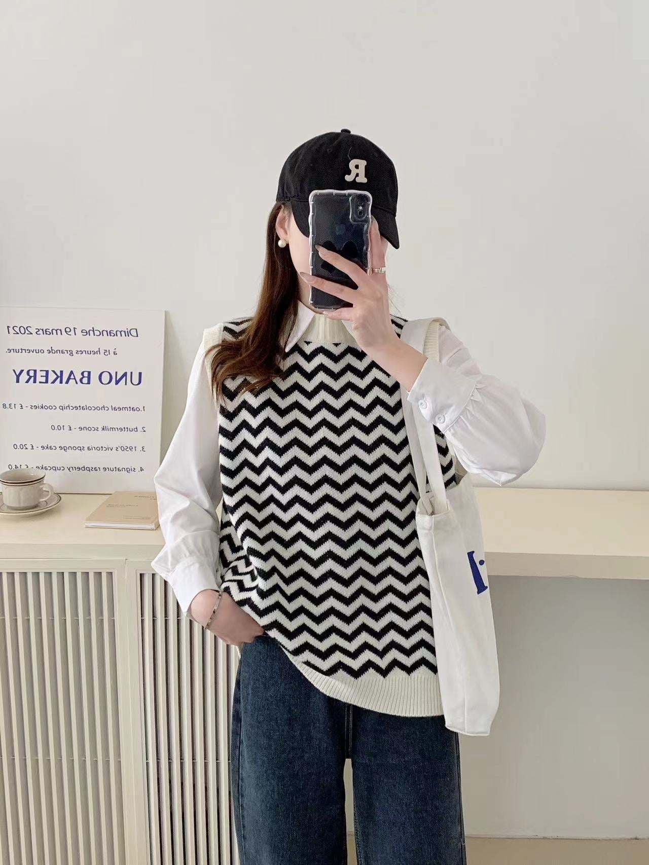 Damen Strickpullover mit Zickzackmuster und elegantem Kragen Krohn-e