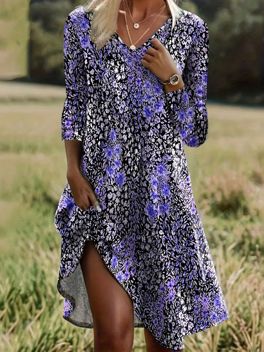 Damen Freizeitkleid mit modischem V-Ausschnitt und Seitenschlitz Krohn-e