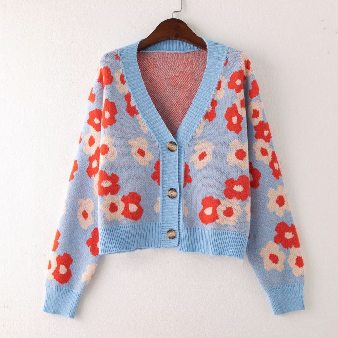 Damen cardigan mit floralem Muster und Knopfdetails Krohn-e