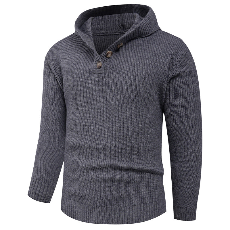 Herren Pullover mit Schalkragen und Holzknöpfen Krohn-e