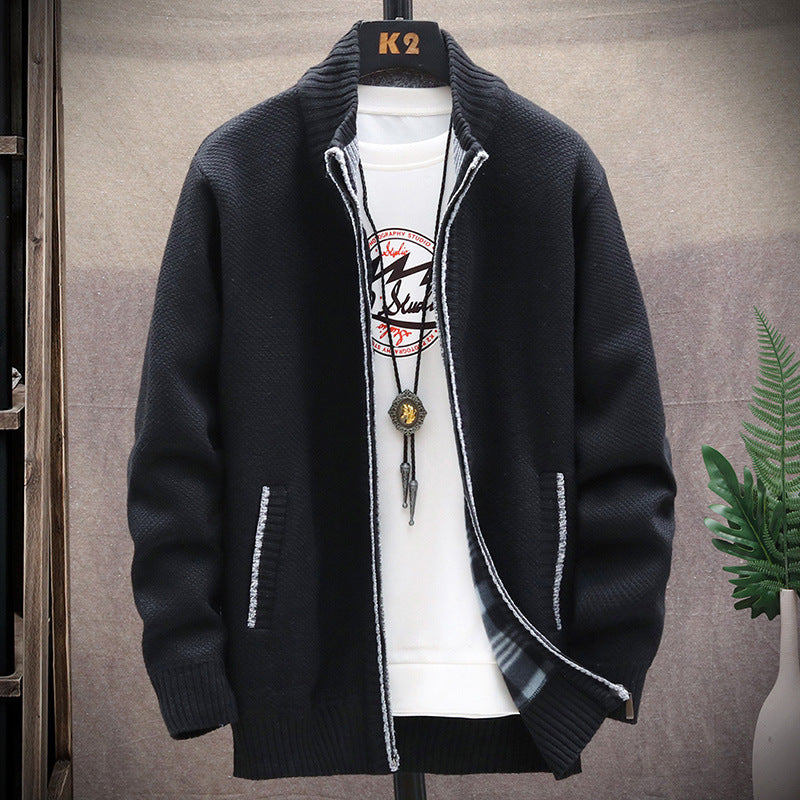 Herren Strickjacke mit Stehkragen und Taschen Krohn-e