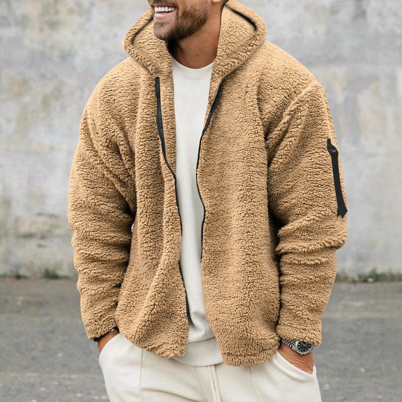 Herren Kuschelige Fleecejacke mit Kapuze und praktischen Reißverschlusstaschen Krohn-e