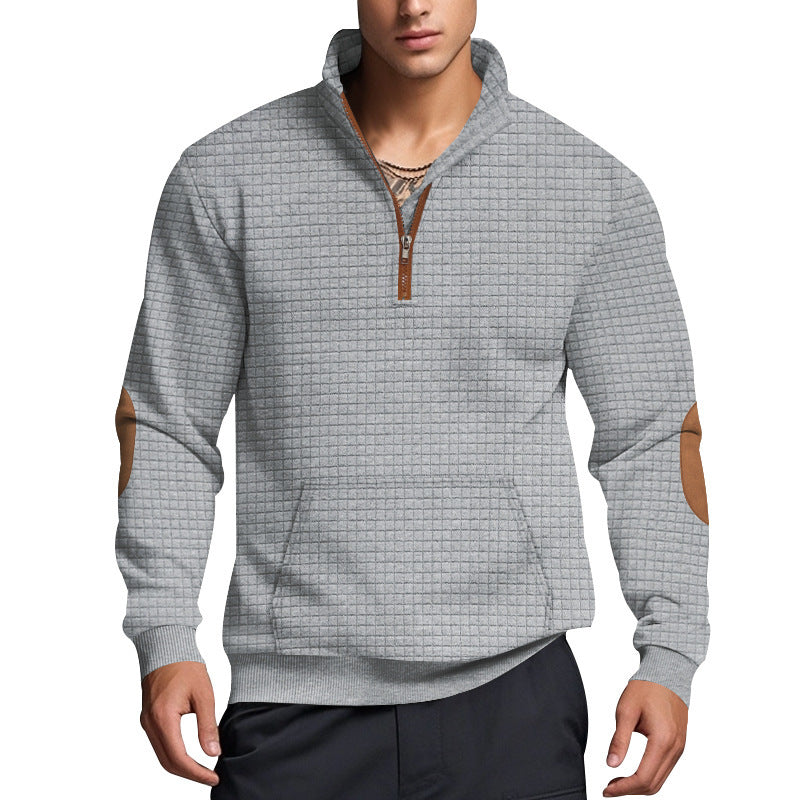 Herren strukturierter Fleece-Pullover mit modischem Stehkragen Krohn-e