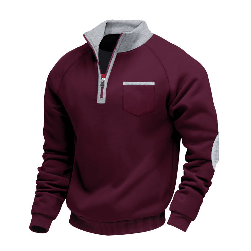Herren Sweatshirt mit Stehkragen und praktischen Taschen Krohn-e