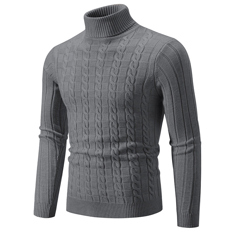 Herren Strickpullover mit hochgeschlossenem Kragen und Zopfmuster Krohn-e