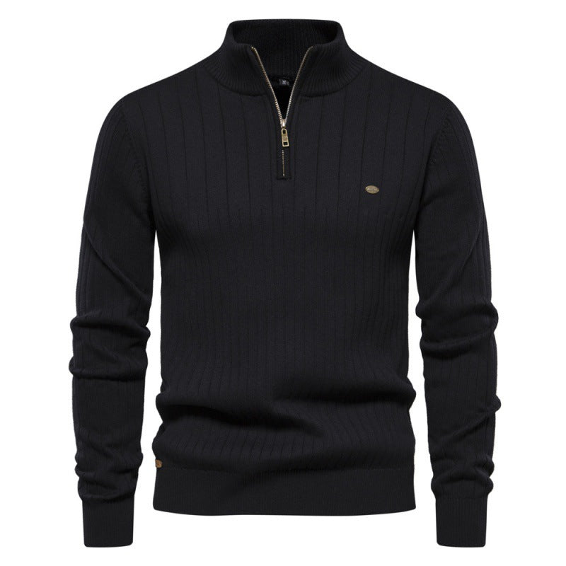 Herren Pullover mit halbem Reißverschluss und Rippstruktur Krohn-e