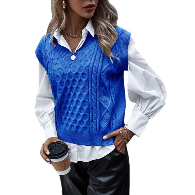 Damen Strickpullover mit Zopfmuster und V-Ausschnitt Krohn-e