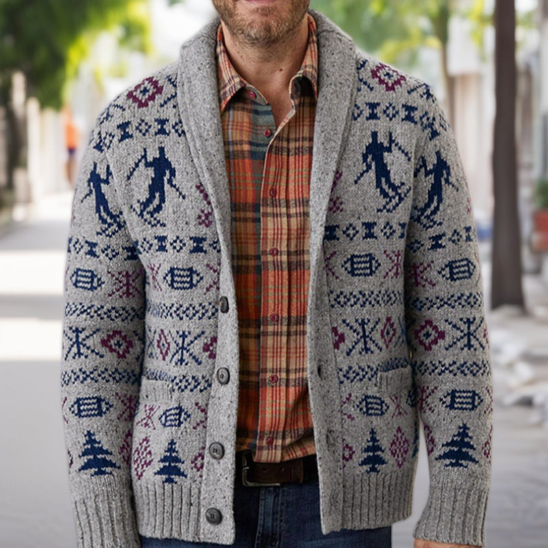 Herren Strickjacke mit traditionellem Muster und warmem Innenfutter Krohn-e