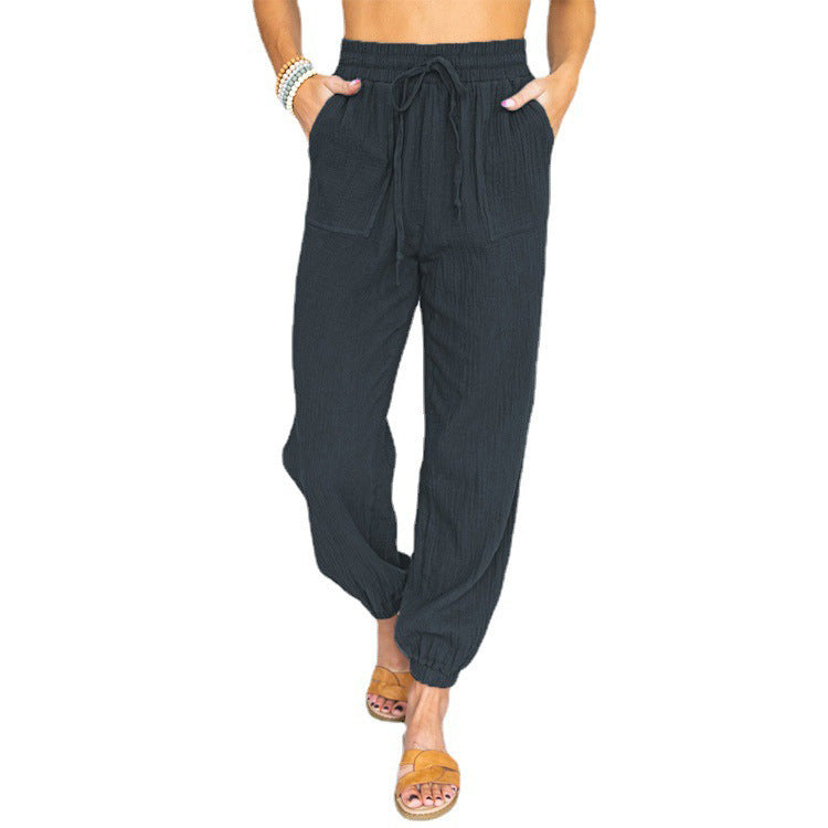 Damen luftige Freizeithose mit elastischem Bund und seitlichen Taschen Krohn-e
