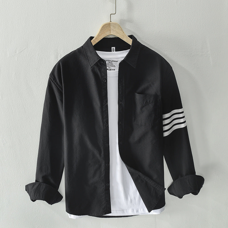 Baumwollhemd für Herren, lässig und langärmlig