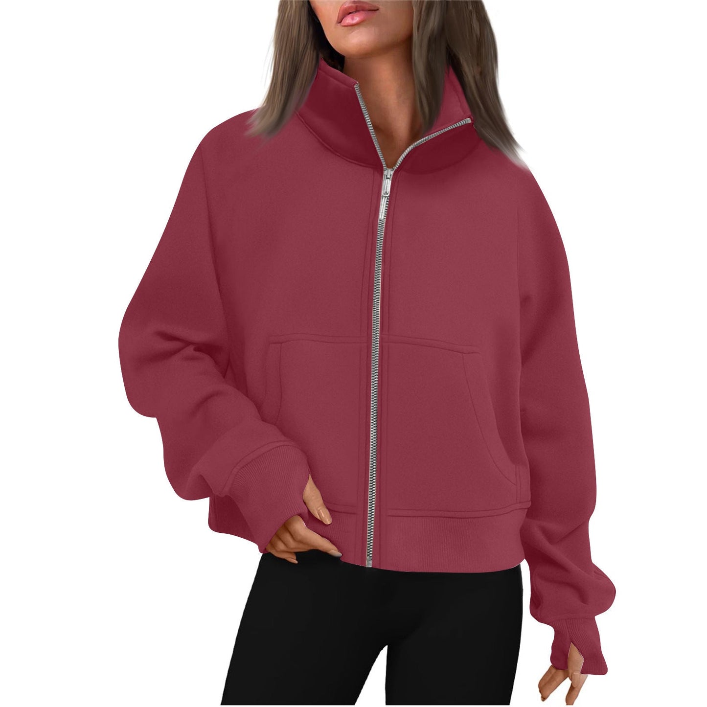 Damen bequeme Sweatjacke mit hohem Kragen Krohn-e